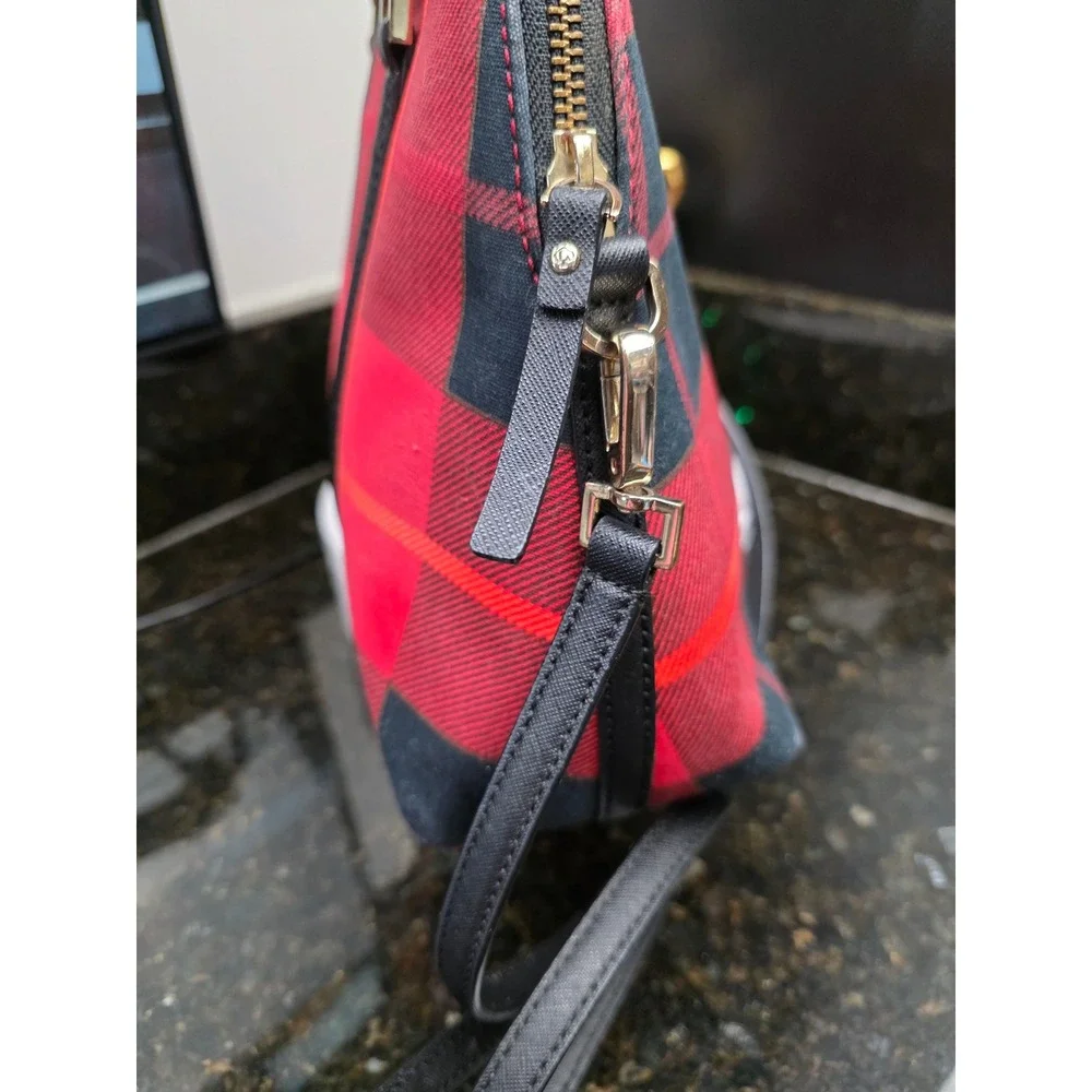 Kate Spade Newbury Lane Plaid Small Rachelle Satchel Red Black Buffalo Check Bag